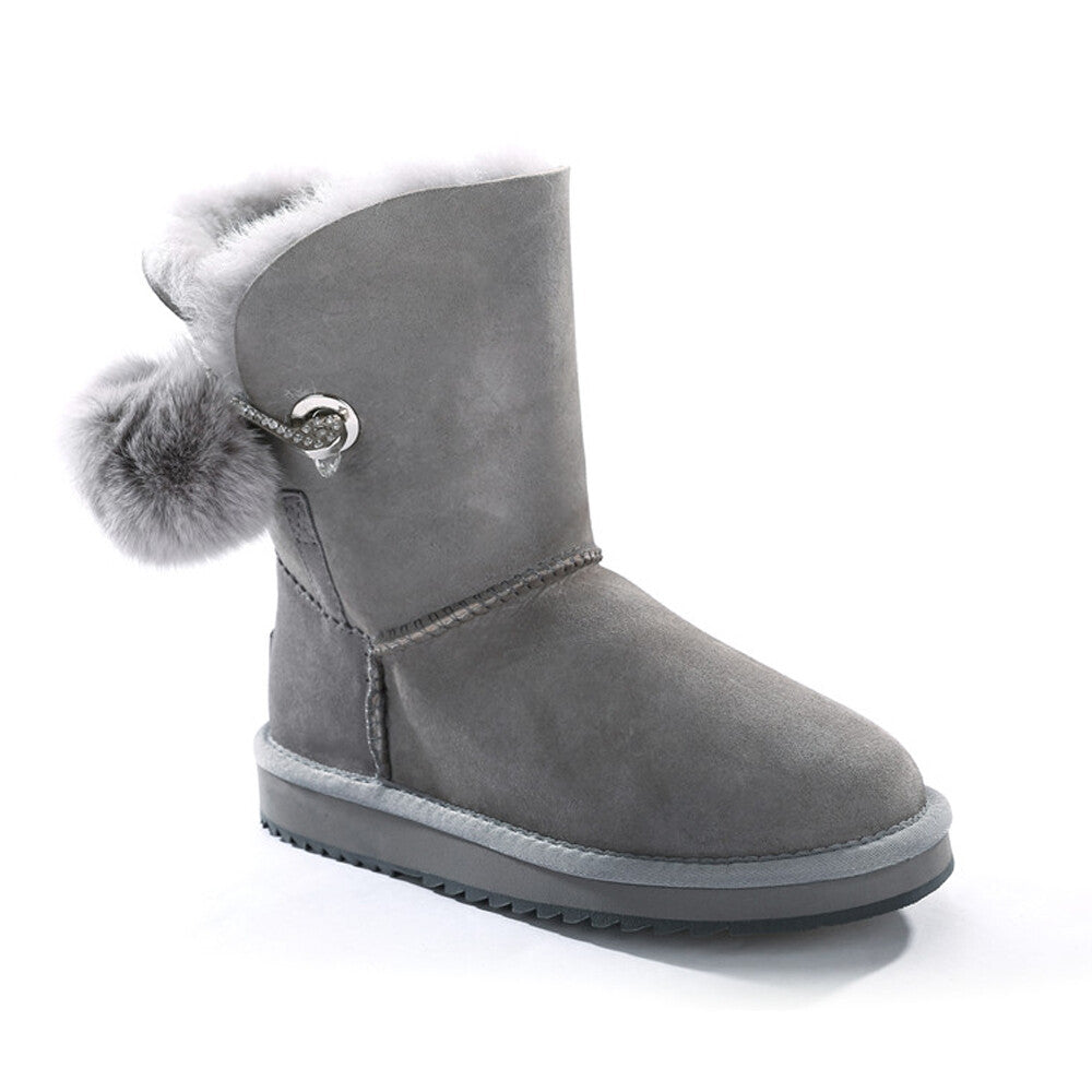 Womens Mink Hair Ball 3/4 Classic UGG Boots Water Resistant Premium Sheepskin AU