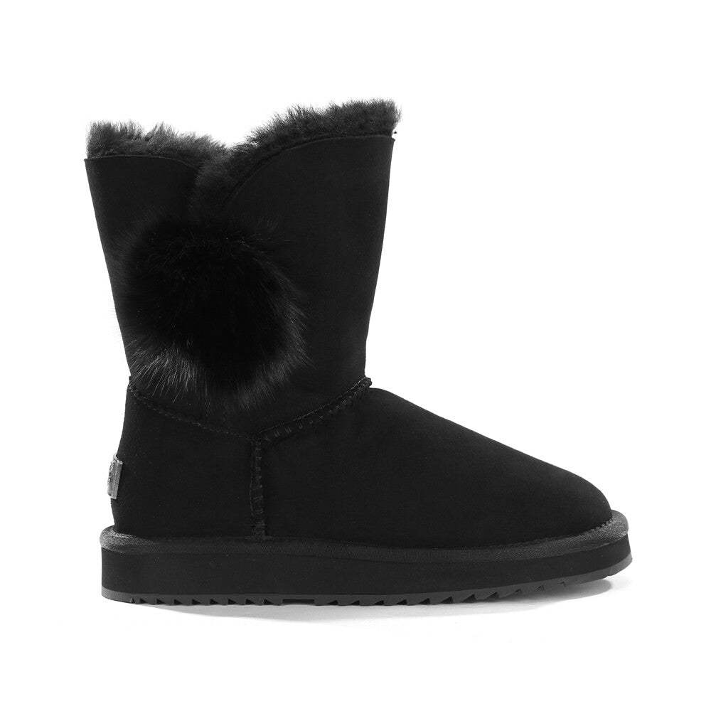 Womens Mink Hair Ball 3/4 Classic UGG Boots Water Resistant Premium Sheepskin AU