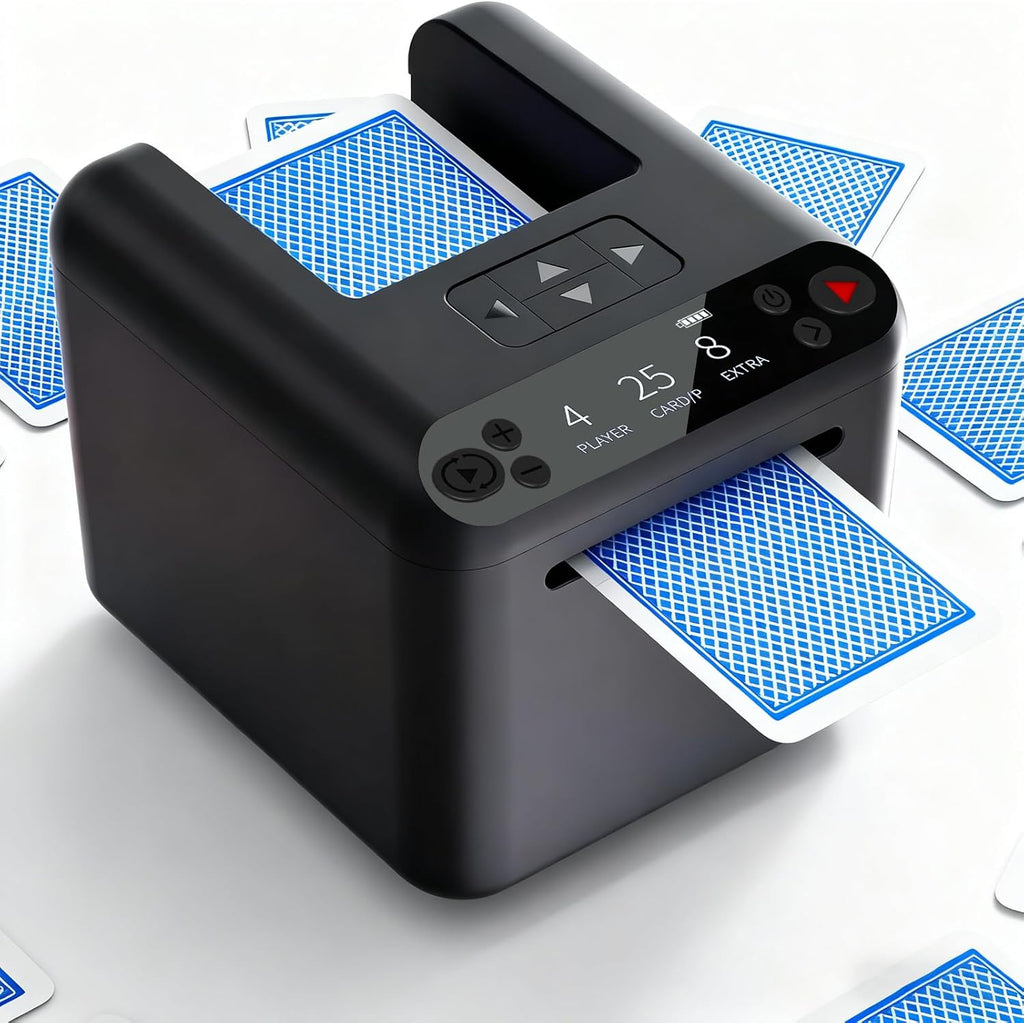 Automatic Card Dealer Machine, Rechargeable for 1-3 Decks, Supports 2-12 Players, Adjustable Dealing Distance, Quiet, 360° & 180° Rotation, Compatible with Poker, UNO, Blackjack, Texas Holdem Etc