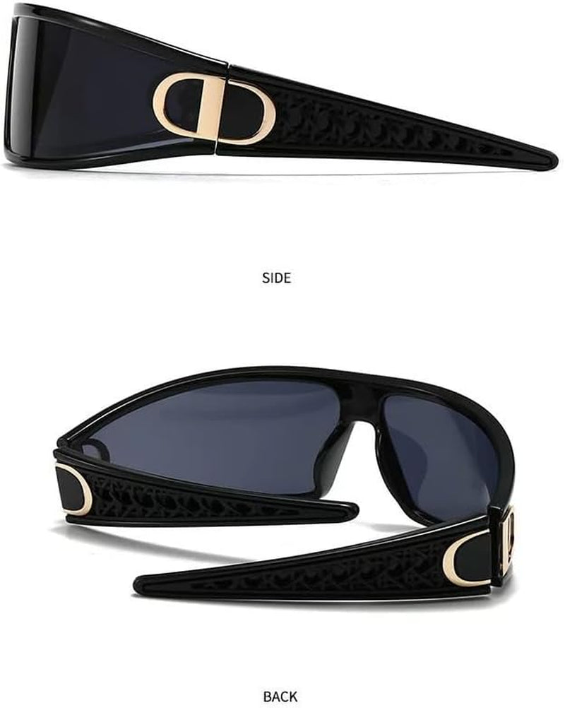 2-In-1 Designer Sunglasses Headband, PC Frame, UV Protection, Black
