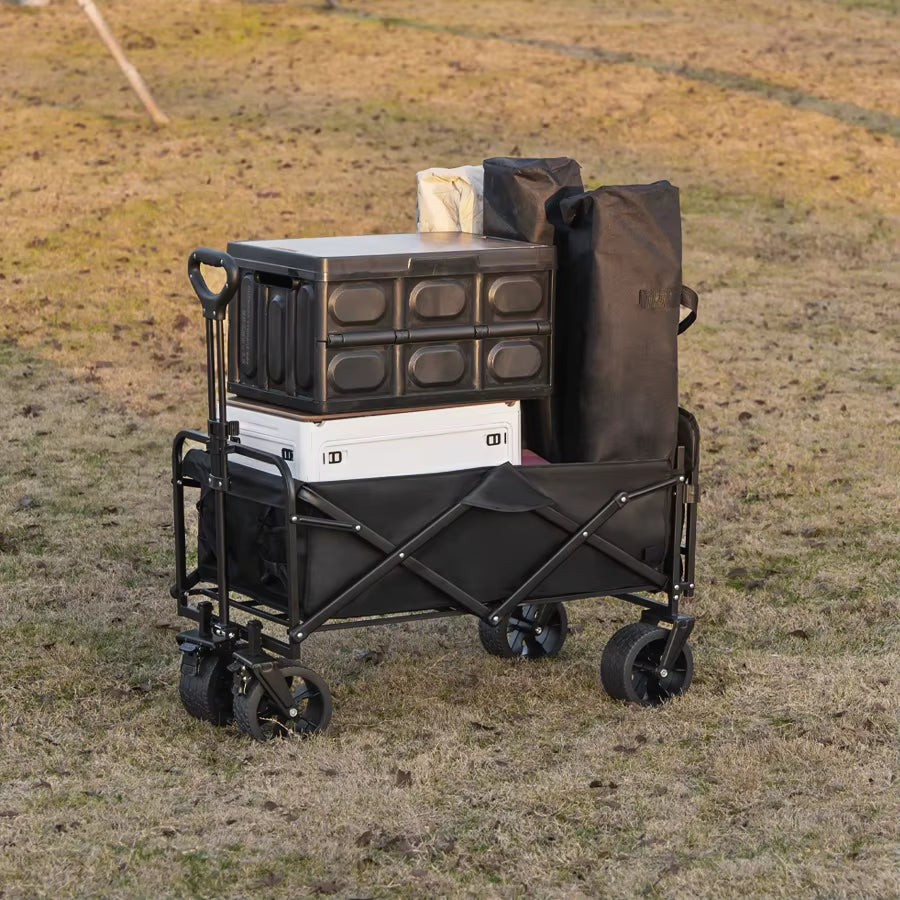 Heavy Duty Large Capacity Widen Tank Wheel Folding Wagon Cart Garden Handle Cart Beach Cart for Outdoor Camping Picnic Tool