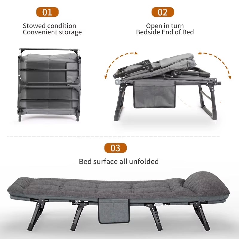 Single Lunch Break Folding Bed Modern Minimalist Folding Beds for Office Multi-Functional Portable Simple Bed Foldable Recliner