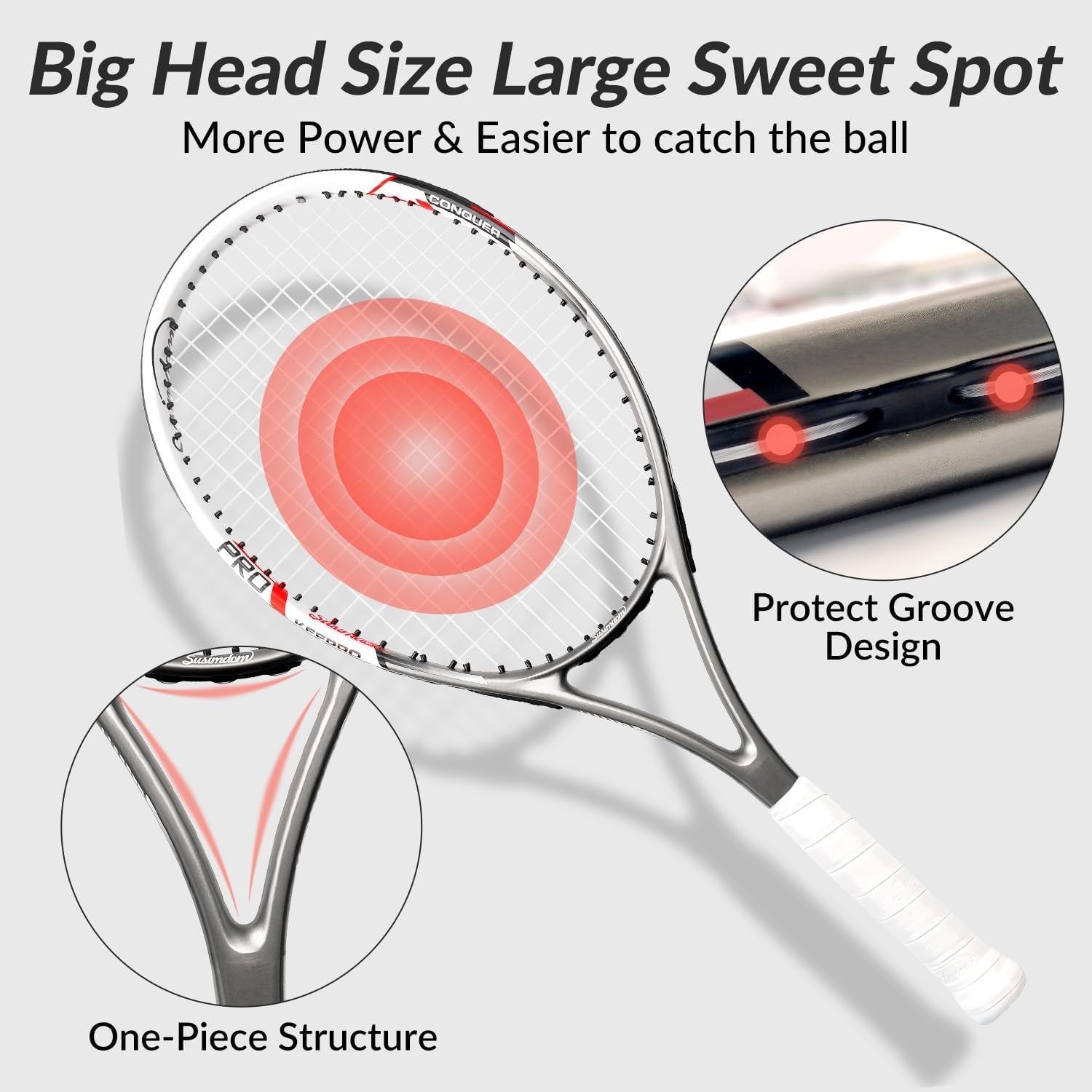 Tennis Rackets for Adults Pre-Strung 27 Inch Tennis Racquets 2 Player Set with 3 Balls 1 Bag