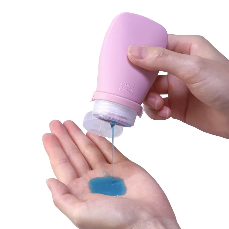 Mimi 2Oz 60Ml Refillable Silicone Gel Empty Travel Shampoo Container Bottle Silicone Squeezable Travel Toiletries Bottles