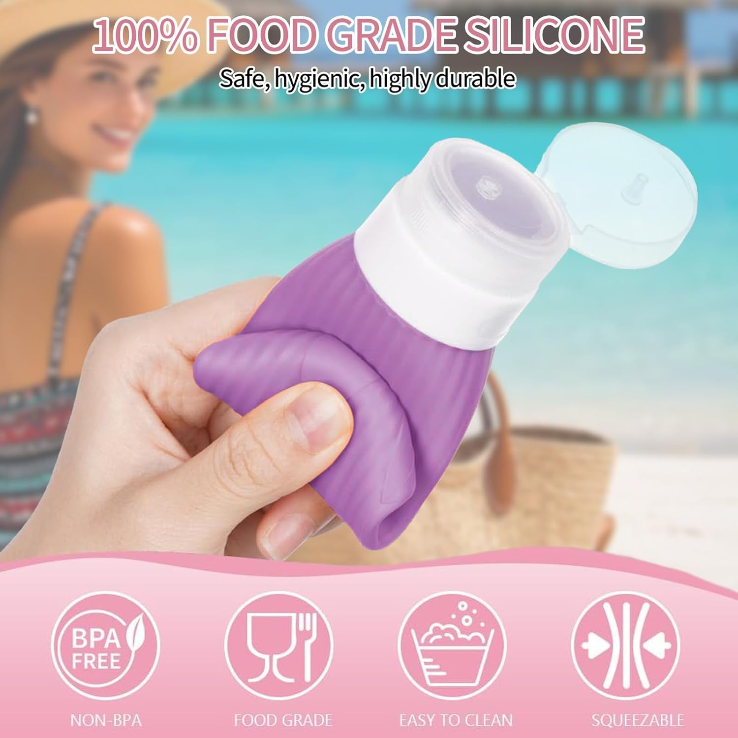 16 Pack Travel Bottles Set for Toiletries, TSA Approved Leak Proof Silicone Squeezable Containers for Toiletries, Refillable Cosmetic Kits for Conditioner Shampoo, Lotion & Body Wash (BPA Free)