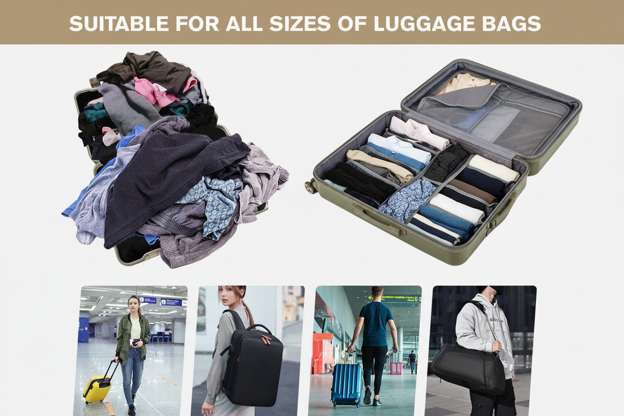 Compression Packing Cubes for Travel, Extensible Packing Cubes, Mesh Luggage Suitcase Organiser Bags, Ultra-Thin Packing Cube,Compression Bags for Luggage Suitcases Travel Accessories（Grey,7Pcs）