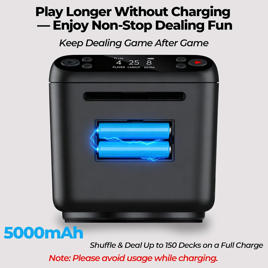 Automatic Card Dealer Machine, Rechargeable for 1-3 Decks, Supports 2-12 Players, Adjustable Dealing Distance, Quiet, 360° & 180° Rotation, Compatible with Poker, UNO, Blackjack, Texas Holdem Etc