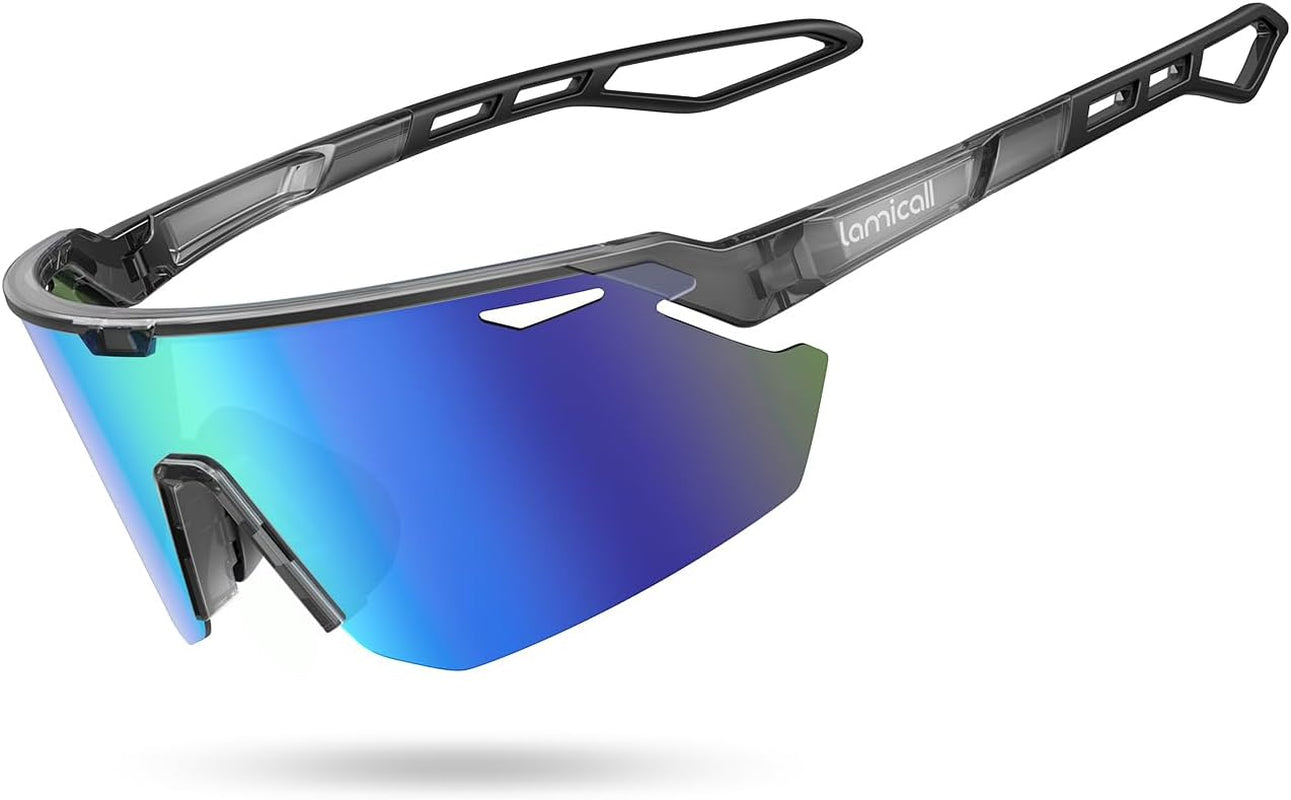 Polarized Sports Sunglasses for Men Women, [99.9% UV400 Protection] [24G Ultralight] [Air Vent Design] Sun Glasses for Cycling Running Fishing Baseball Golf Beach, Half Frame
