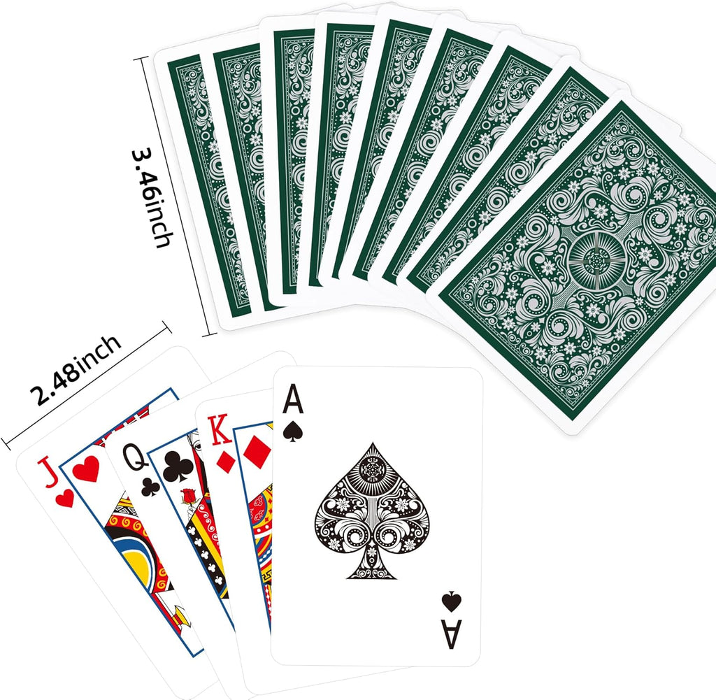 Playing Cards 2 Pack,Deck of Cards,Fun Cards Game for Kids and Adults,Poker Cards Professional,Bridge Standard Playing Cards Set,Suitable for Game Night,Various Party Game (Green/Orange)