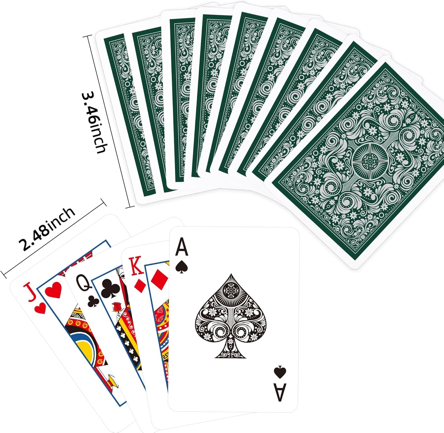 Playing Cards 2 Pack,Deck of Cards,Fun Cards Game for Kids and Adults,Poker Cards Professional,Bridge Standard Playing Cards Set,Suitable for Game Night,Various Party Game (Green/Orange)