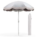 Unique Light Grey Fringe Design Outdoor Patio Umbrella Aluminum Frame Waterproof Polyester Garden Beach Patio Umbrella