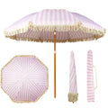 Iron Outdoor Leisure Rotatable Beach Sunshade Umbrella with Tassels for Courtyard Camping Multi-Scene Use