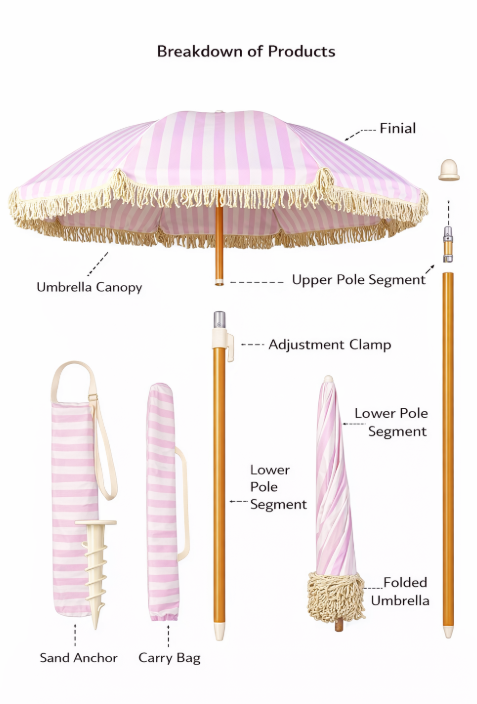 Iron Outdoor Leisure Rotatable Beach Sunshade Umbrella