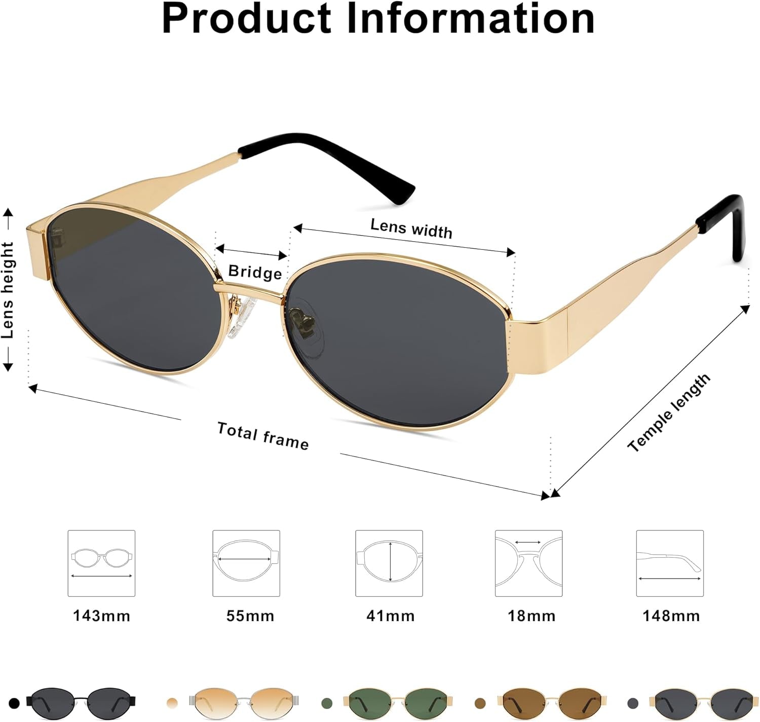 Retro Oval Sunglasses for Women Trendy Sun Glasses Classic Shades SJ1217