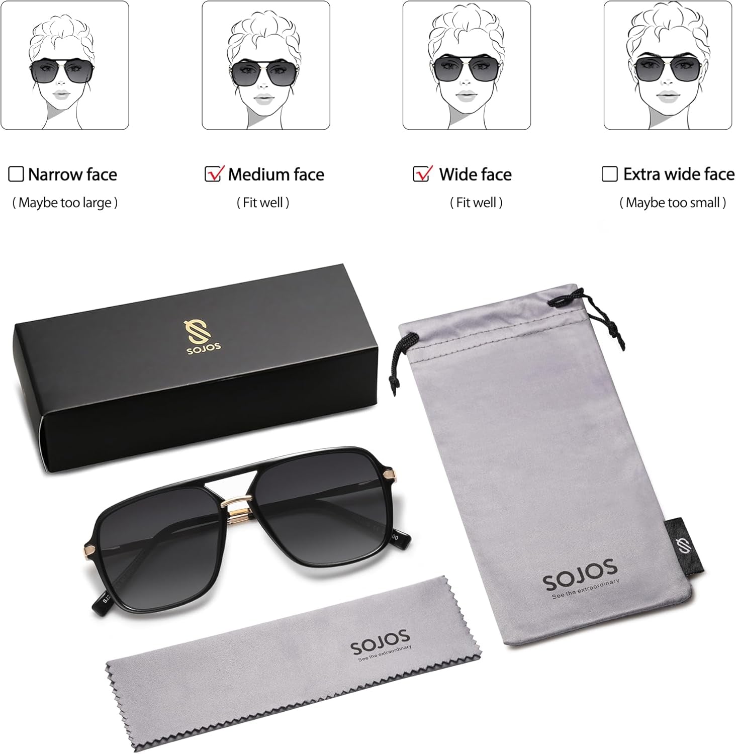 Trendy Aviator Polarized Sunglasses for Women Men, Retro Vintage 90S Shades Sunnies SJ2229