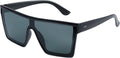 Square Oversized Sunglasses for Women Men Trendy Fashion Flat Top Retro Big Thick Frame, Shield Shades UV400 Protection Goggle Siamese Lens
