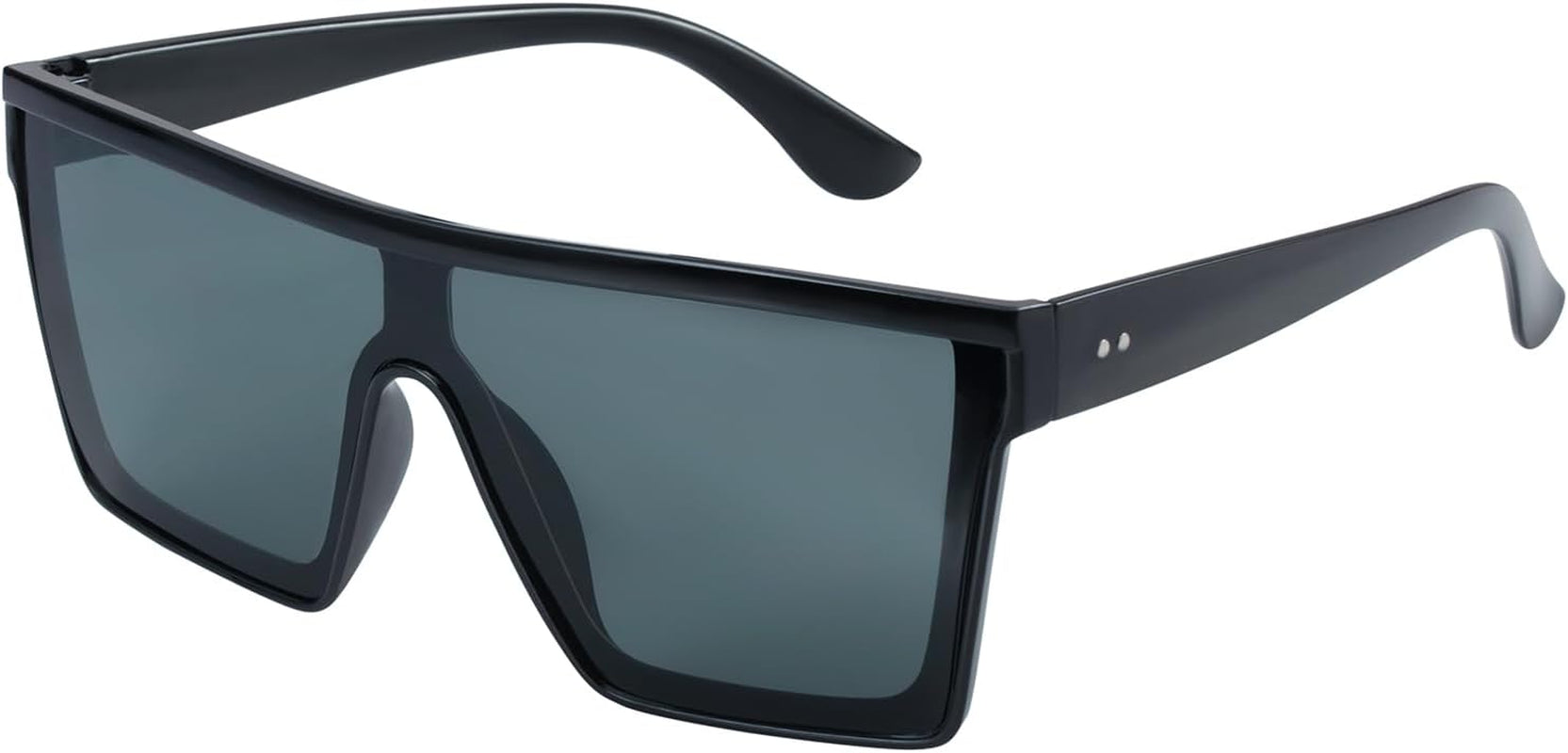 Square Oversized Sunglasses for Women Men Trendy Fashion Flat Top Retro Big Thick Frame, Shield Shades UV400 Protection Goggle Siamese Lens