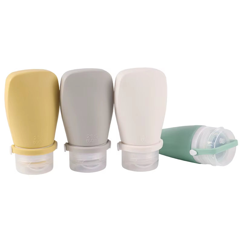Mimi 2Oz 60Ml Refillable Silicone Gel Empty Travel Shampoo Container Bottle Silicone Squeezable Travel Toiletries Bottles