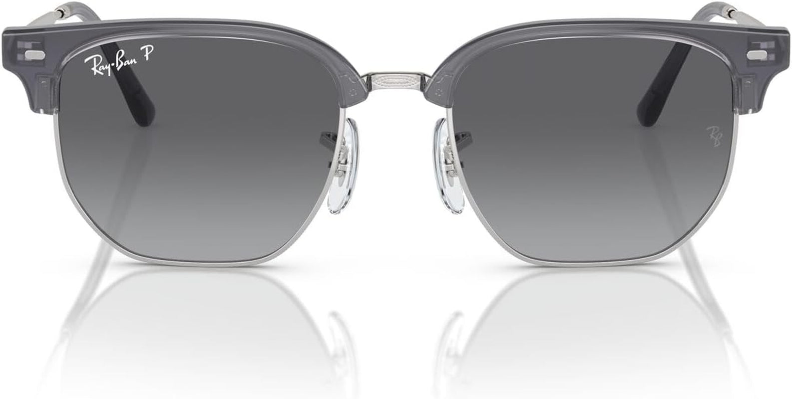 Junior New Clubmaster Polarised Sunglasses, 0RJ9116S, Opal Blue on Silver & Grey, 47Mm