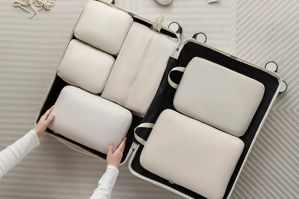 Premium Compression Packing Cubes Luggage Storage Organizer Travel Bag Sets 6 Piece with Double Zipper