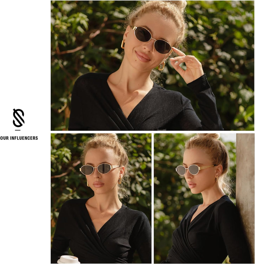 Retro Oval Sunglasses for Women Trendy Sun Glasses Classic Shades SJ1217