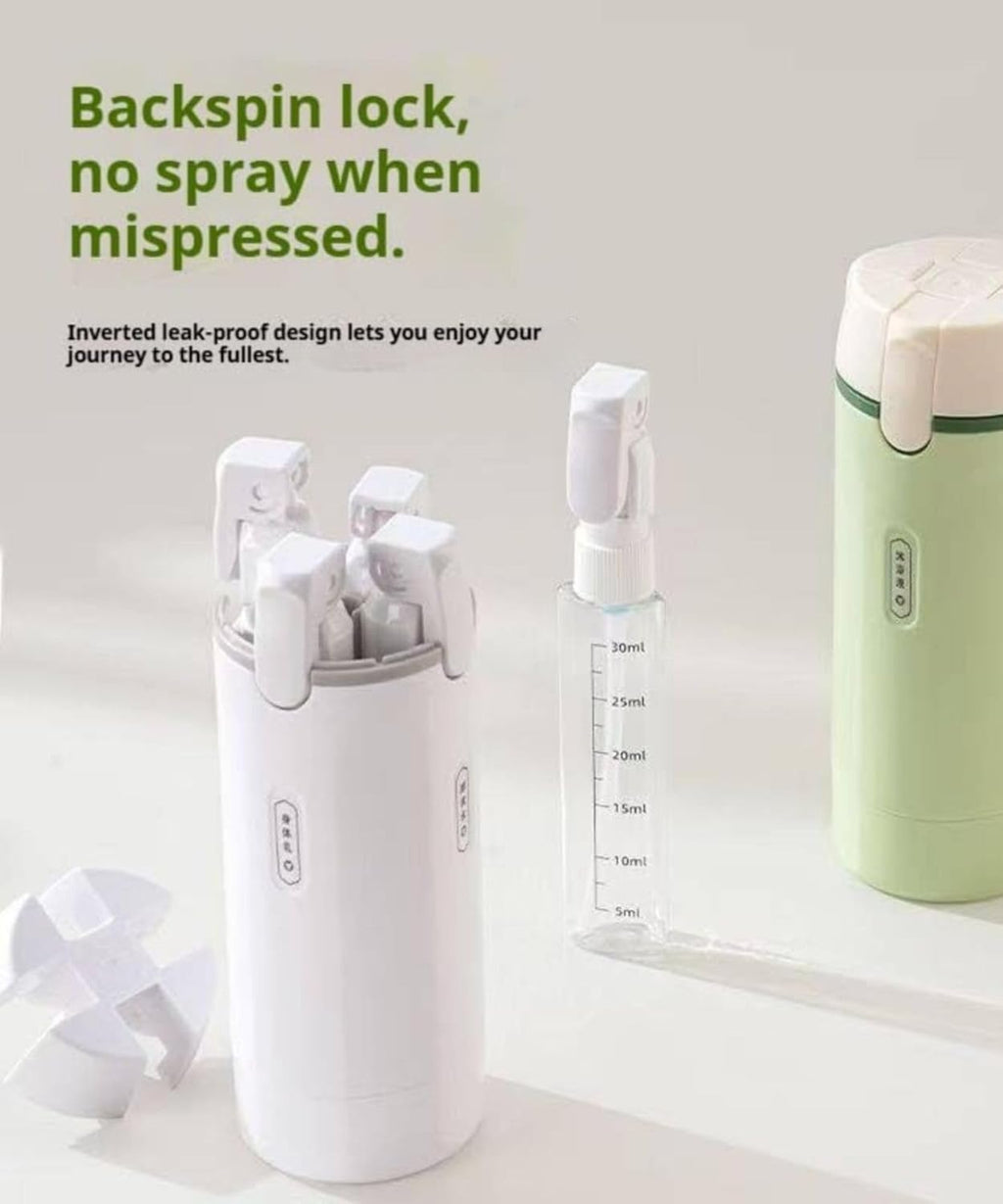 4 in 1 Travel Dispenser Bottle, Travel Toiletry Containers, Refillable, Leak Proof, Portable Containers for Shampoo Lotion Conditioner Cream, Flights Gym Bag Weekends Away (Green)
