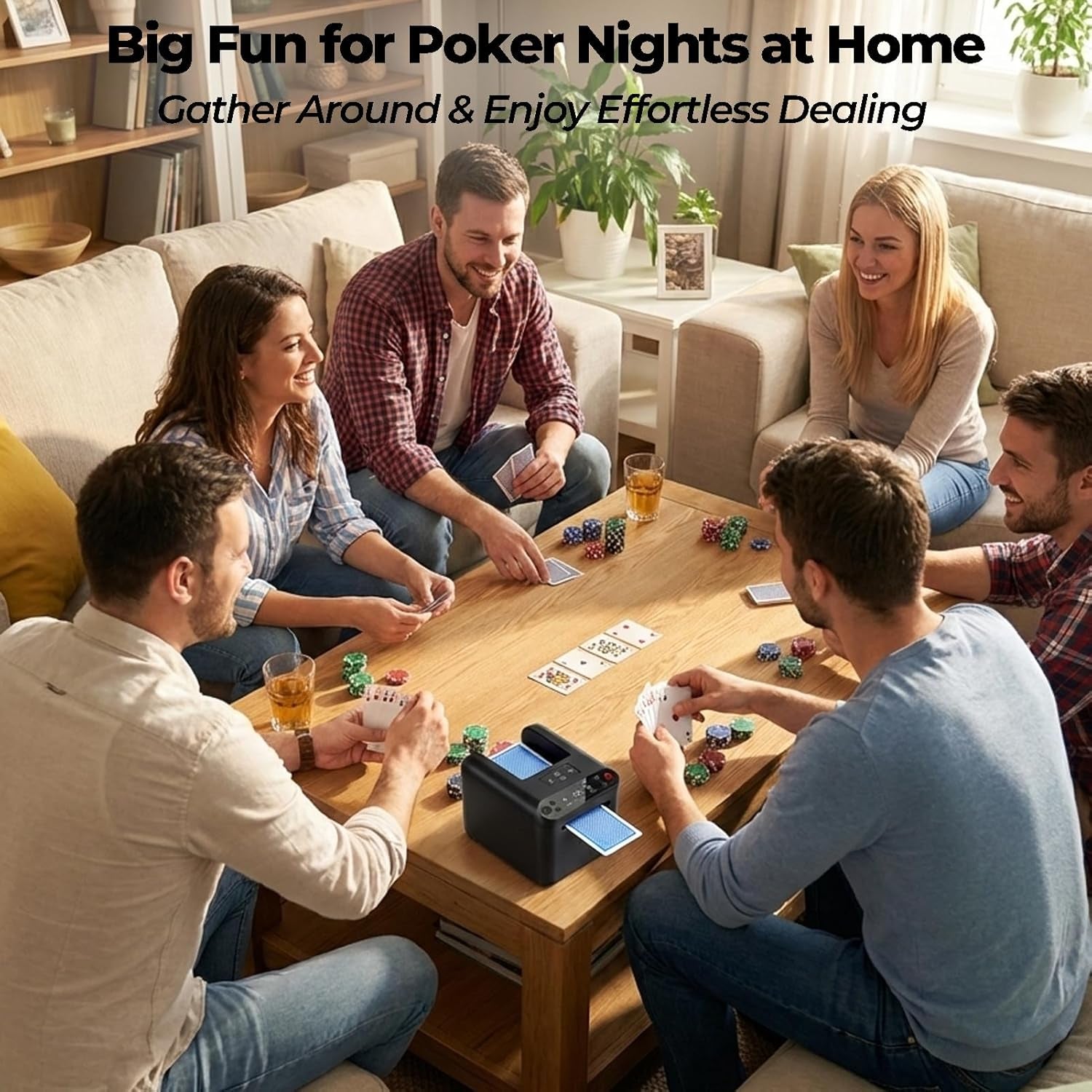Automatic Card Dealer Machine, Rechargeable for 1-3 Decks, Supports 2-12 Players, Adjustable Dealing Distance, Quiet, 360° & 180° Rotation, Compatible with Poker, UNO, Blackjack, Texas Holdem Etc
