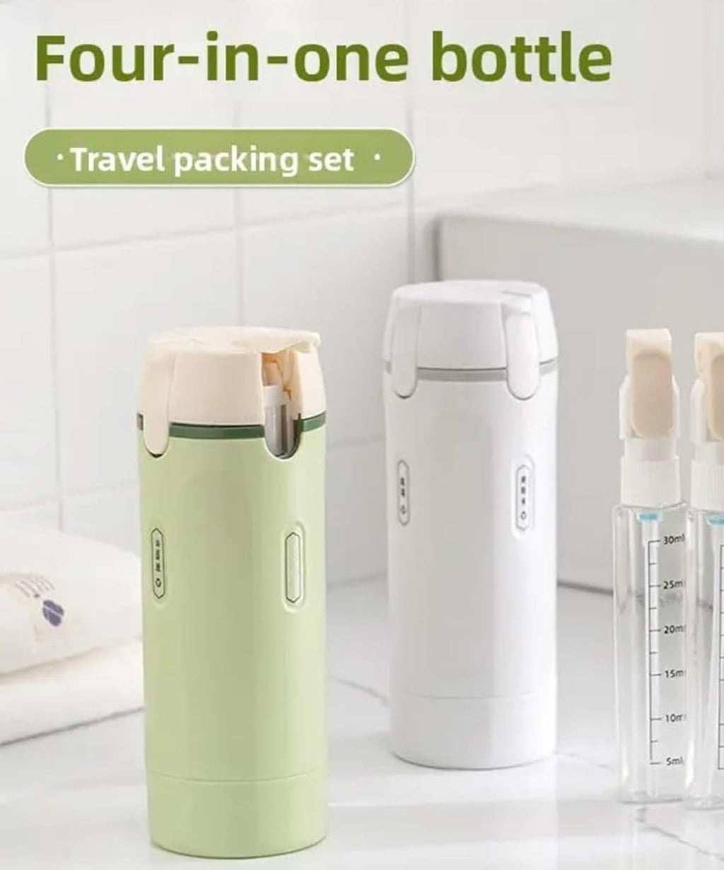 4 in 1 Travel Dispenser Bottle, Travel Toiletry Containers, Refillable, Leak Proof, Portable Containers for Shampoo Lotion Conditioner Cream, Flights Gym Bag Weekends Away (Green)