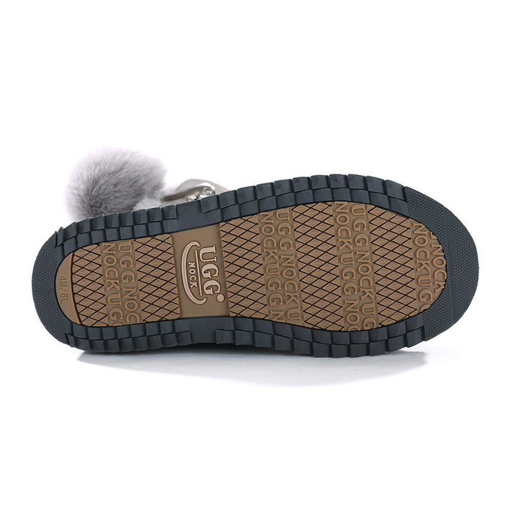 Womens Mink Hair Ball 3/4 Classic UGG Boots Water Resistant Premium Sheepskin AU