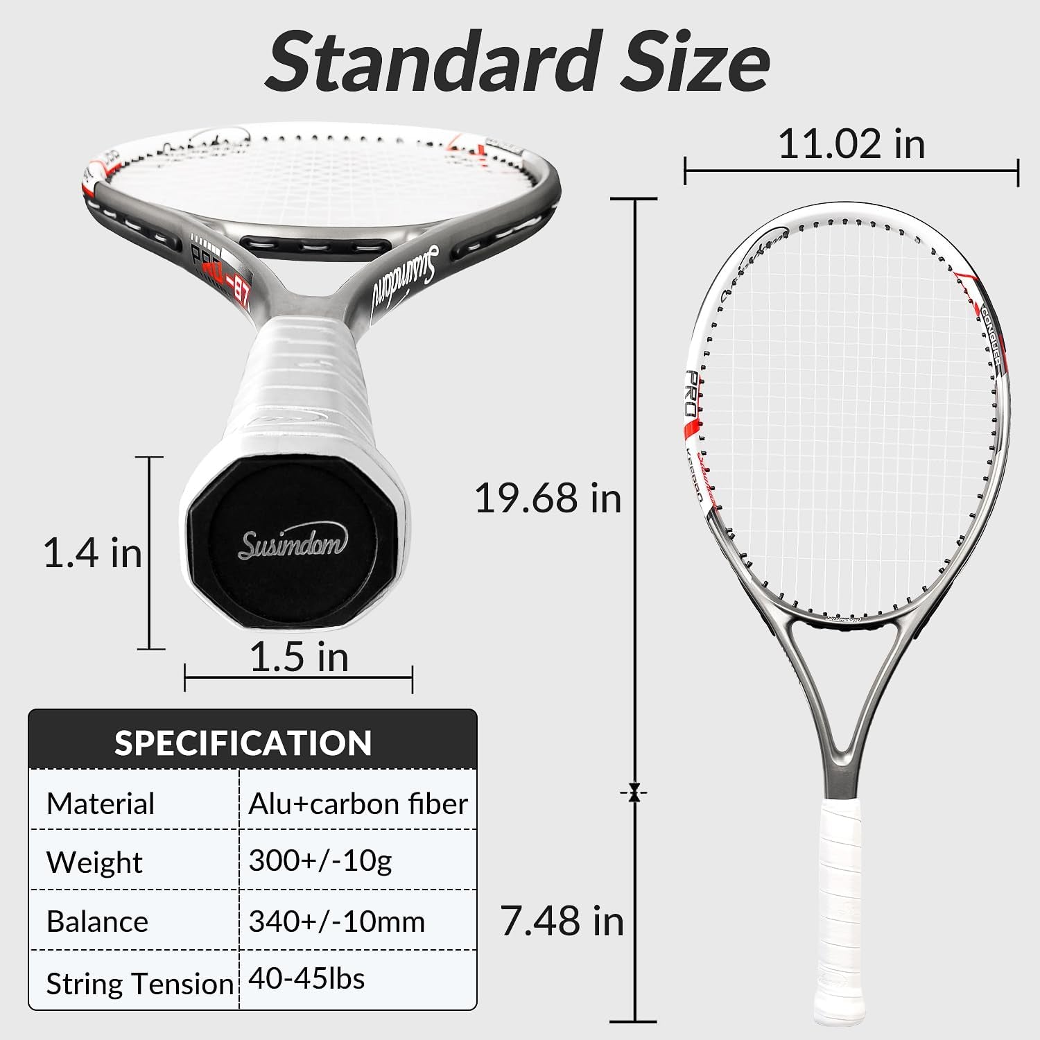 Tennis Rackets for Adults Pre-Strung 27 Inch Tennis Racquets 2 Player Set with 3 Balls 1 Bag