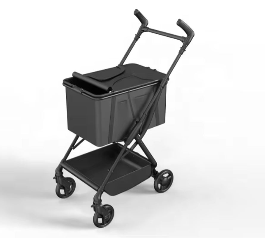 605 New Design Multifunction Luxury 4-Wheel Aluminum Folding Shopping Trolley Large Outdoor Travel Cart Fabric China Dogs Cats