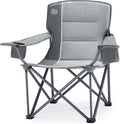 Oversized Folding Camping Chair for Adults, Support 550 LBS Heavy Duty with Cup Holder Side Pocket for Camping, Lawn, Picnic, Grey