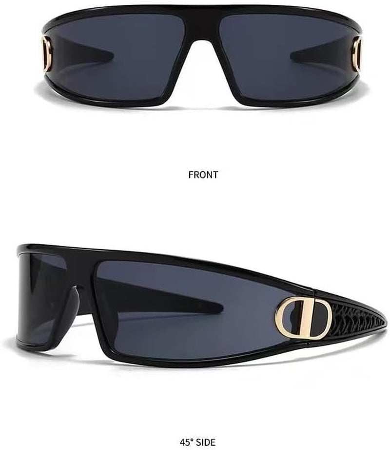 2-In-1 Designer Sunglasses Headband, PC Frame, UV Protection, Black