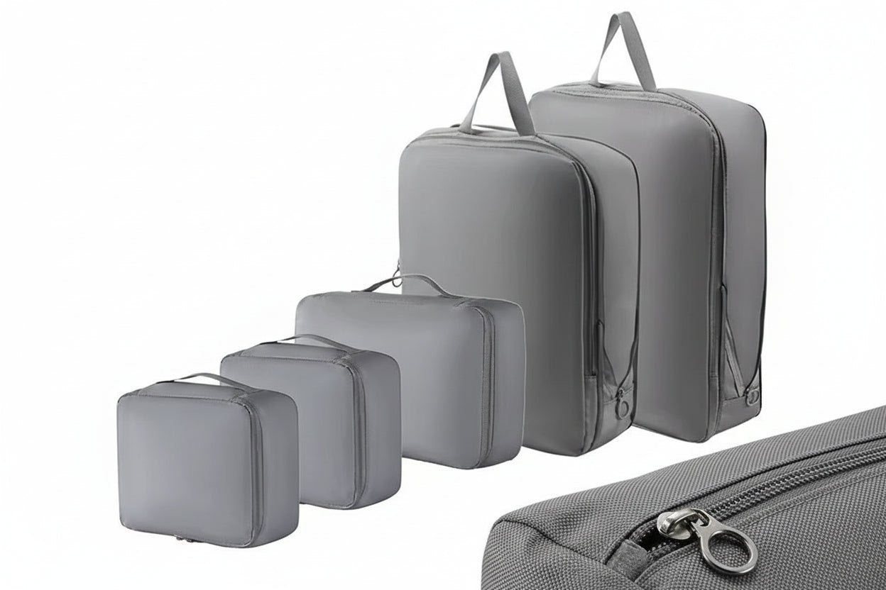 Premium Compression Packing Cubes Luggage Storage Organizer Travel Bag Sets 6 Piece with Double Zipper