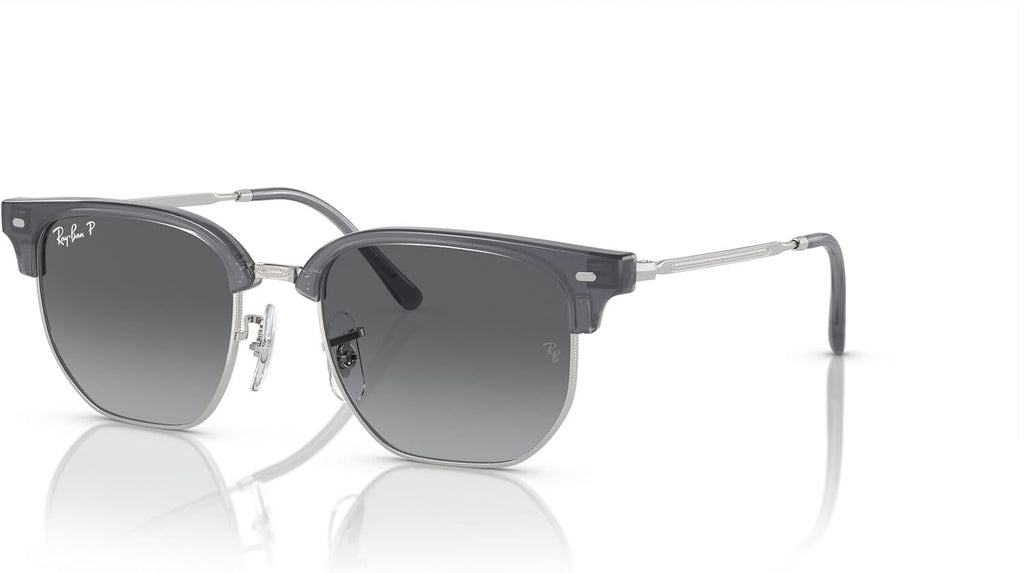 Junior New Clubmaster Polarised Sunglasses, 0RJ9116S, Opal Blue on Silver & Grey, 47Mm