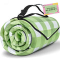 Green Lightweight Thickened Machine-Washable Waterproof Foldable Easy Carry Polyester Picnic Blanket for Outdoor Activities All