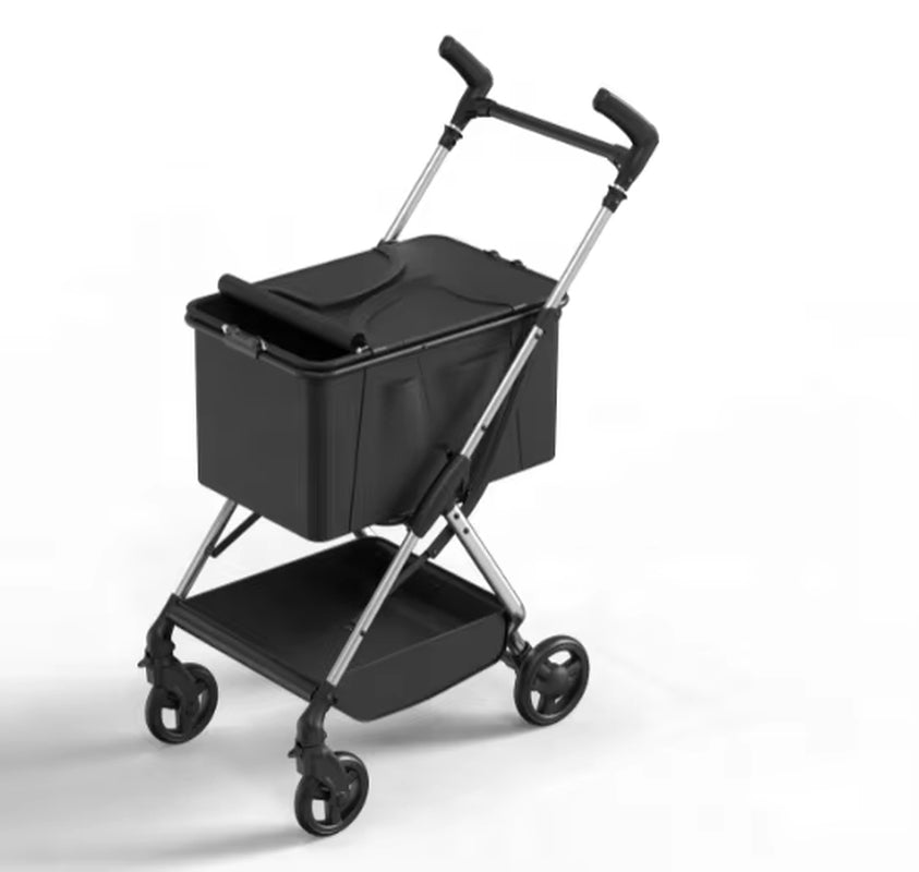 605 New Design Multifunction Luxury 4-Wheel Aluminum Folding Shopping Trolley Large Outdoor Travel Cart Fabric China Dogs Cats