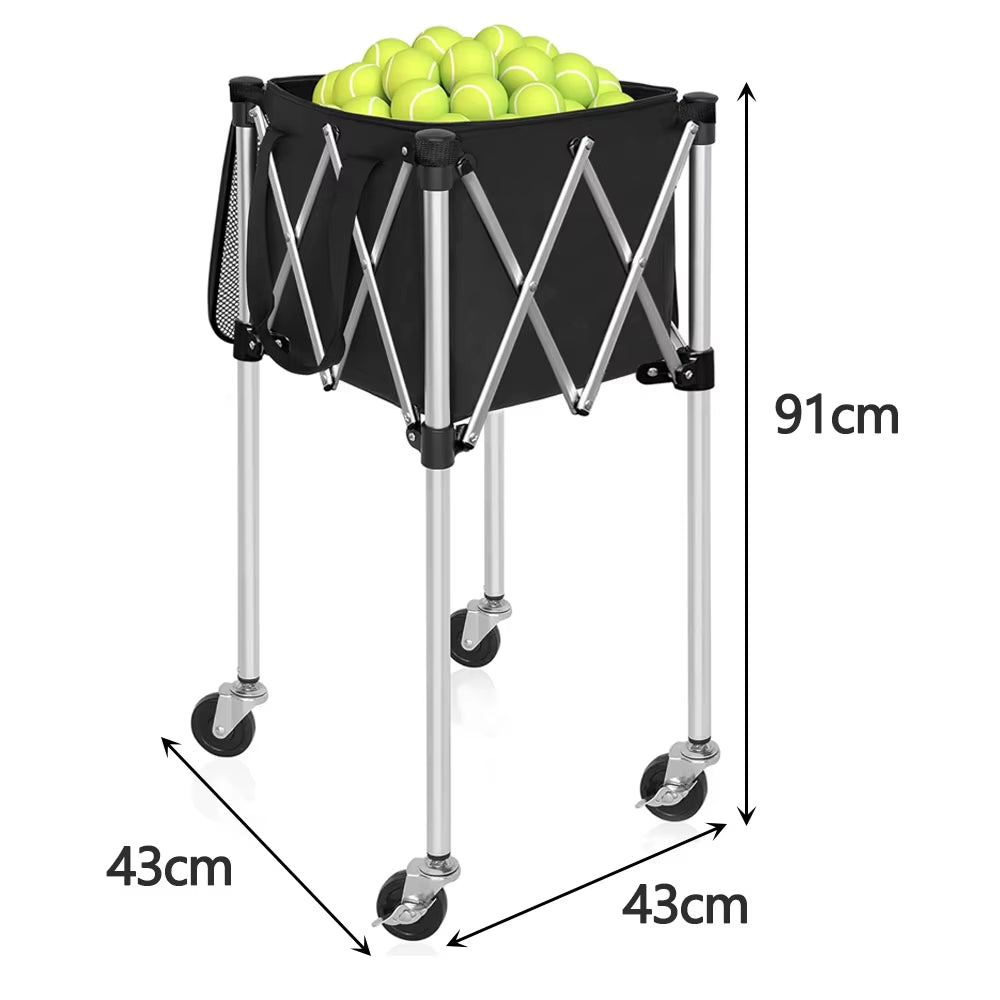 Lightweight Portable Tennis Ball Pickleball Ball Hopper Basket Sport Foldable Tennis Ball Cart for Coach Training